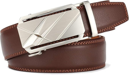 Lingli Men's Belt,Ratchet Dress Belt with Automatic Buckle Brown/Black-Trim to Fit-35mm wide