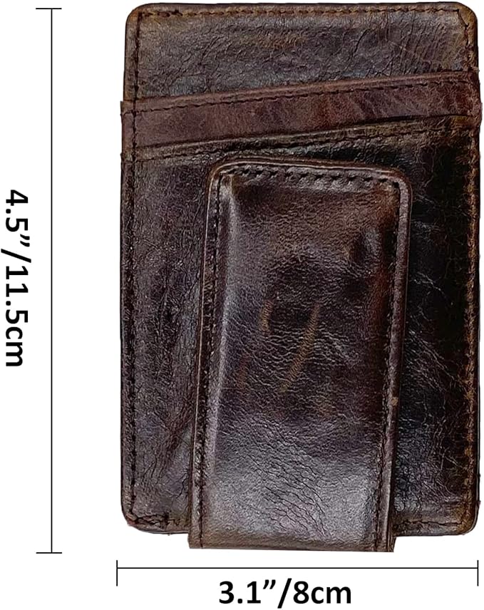 Money Clip RFID Front Pocket Wallet Men Leather Slim Minimalist Wallet