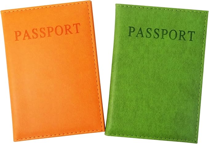 Honbay 2PCS Artificial Leather Passport Holder Cover Passport Case for Men and Women