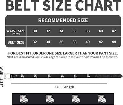 Mile High Life Golf Belts for Men, Canvas Belt with Genuine Leather Tips, Embroidered 2 Layer Web Belt with Pin Buckle