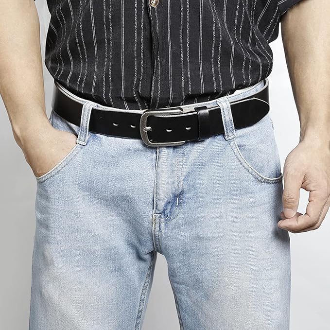 XOUXOU Men's Casual Leather Jeans Belts Classic Work Business Dress Belt with Prong Buckle for Men