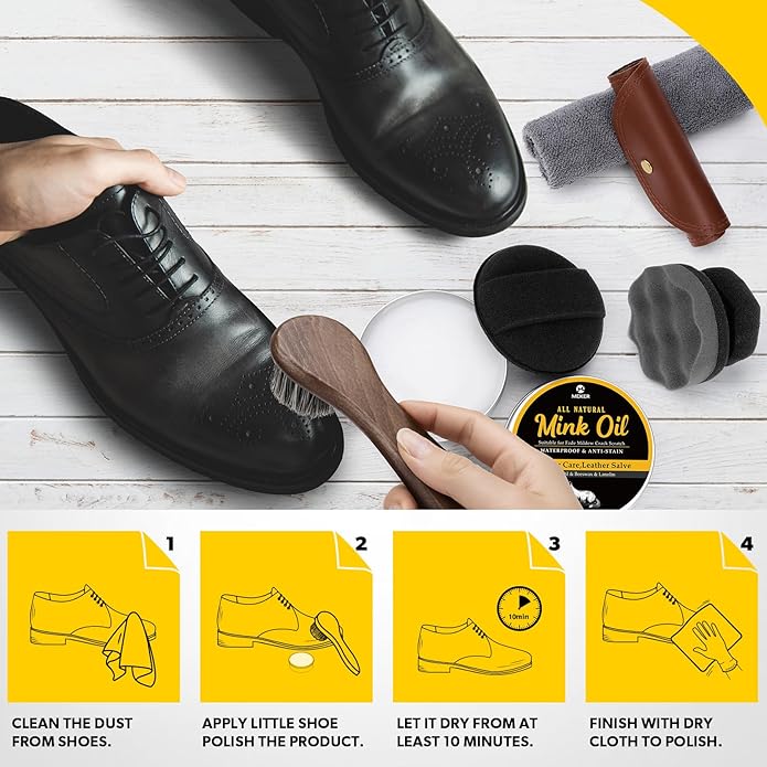 MEKER Mink Oil for Leather Boots, Leather Conditioner and Cleaner 3.52 oz-All-Natural Waterproof Soften and Restore Shoes