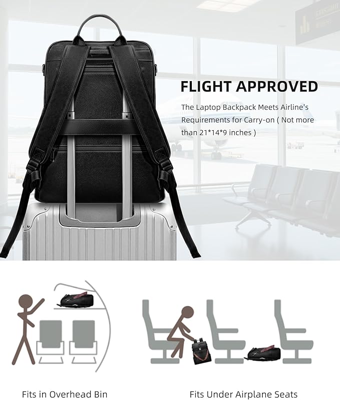 SYTRAH Leather Laptop Backpack for Women Designer Laptop Bag, 16.5 inch Travel Computer Backpacks Purse with Tassel for Work Business with Satchel Purse Black