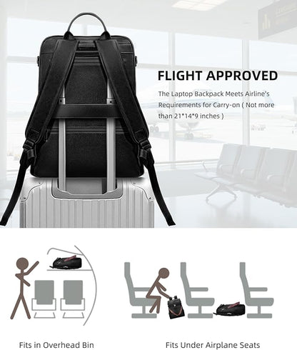 SYTRAH Leather Laptop Backpack for Women Designer Laptop Bag, 16.5 inch Travel Computer Backpacks Purse with Tassel for Work Business with Satchel Purse Black