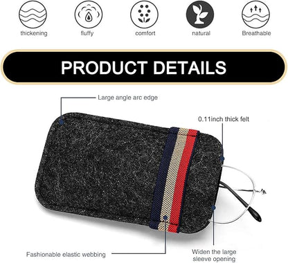 Pack-1 Car Visor Sunglasses Bag, 6.1" x 3.62" Soft Scratch-resistant Felt Multi-function Card Pen Invoice Storage Bag, Portable One-hand Access Pocket Organizer, Universal for Cars (Black)