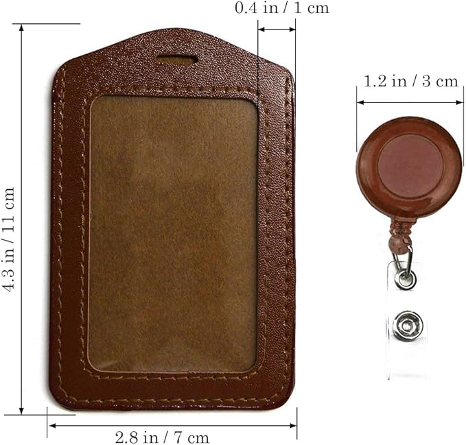 20Pcs PU Leather Business ID Credit Card Badge Holder with Retractable Badge Holder Reel Clip (Vertical Version, Mixed Colors)