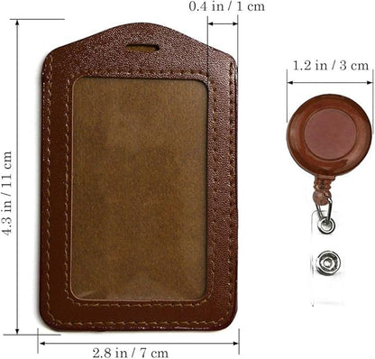 20Pcs PU Leather Business ID Credit Card Badge Holder with Retractable Badge Holder Reel Clip (Vertical Version, Mixed Colors)