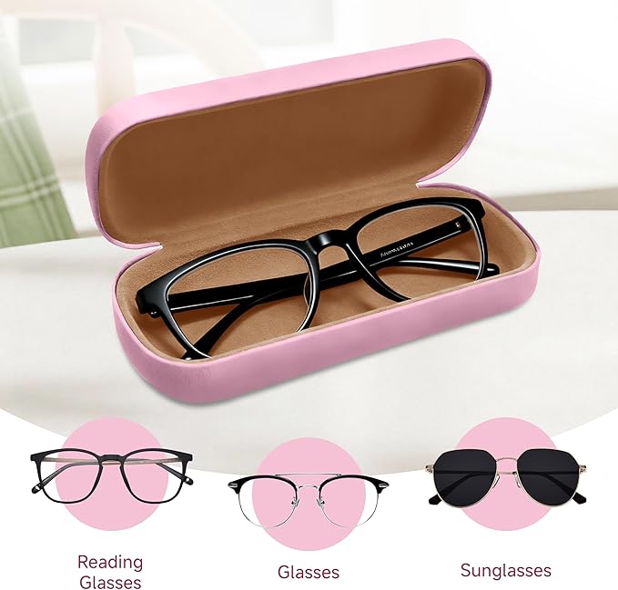 Glasses Case Large Hard Shell Eyeglasses Case PU Leather Protective for Sunglasses Eyeglasses