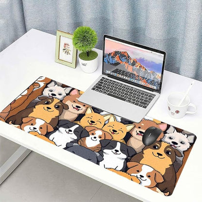 Positively Adorable Dog Desk Mat - （27.56 * 13.78in） Desk Pad, Large Non-Slip PU Leather Pad for Aesthetic Home Office & Gaming,A Gift for Dog Lovers