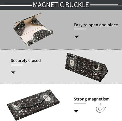 Foldable Glasses Case, Magnetic PU Leahter Sunglasses Case, Cute Hard Shell Folding Eyeglass Cases for Women Kids