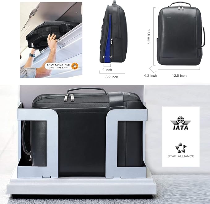 BOPai Business Smart 15.6 Inch Laptop Backpack Convertible Expandable Anti-Theft USB Charging Multi-Functional Travel Professional Work Office Men Commuter Large Black With Bottle Holder Waterproof