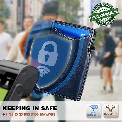 BULLIANT Men Wallet Gift Boxed,Slim Front Pocket Wallet Money Clip Card Holder 3.8"x2.7",Pop-up Access