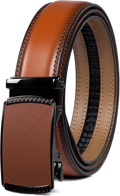 Founders & C Ratchet Belts for Men-Black/Brown Belt Leather 1 3/8" for Casual Dress-Micro Adjustable Belt