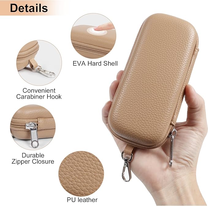 Double Eyeglasses Case Hard Shell Dual Sunglasses Organizer with Zipper Closure Travel Eyewear Storage for Vehicle