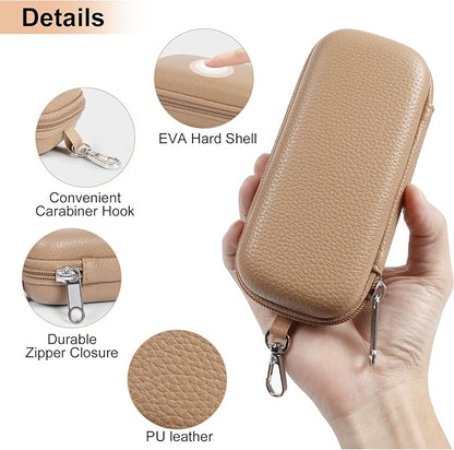Double Eyeglasses Case Hard Shell Dual Sunglasses Organizer with Zipper Closure Travel Eyewear Storage for Vehicle