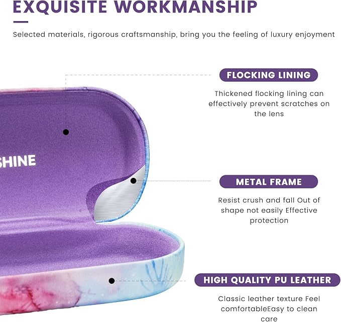 molshine Hard Shell Leather Sunglasses Case,Classic Large Glasses Case for Women Men,Sunglass Eyeglasses