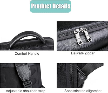 CHAO RAN Laptop Backpack for Men Leather Travel Backpack Carry on Flight Approved-Waterproof Medium Backpack Fit 15.6 Inch Notebook for College Business Office Bag with USB Charging Port (Black20)