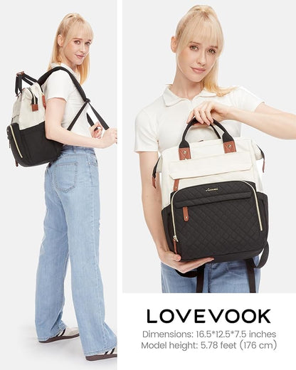 LOVEVOOK Laptop Backpack for Women, 15.6'' Waterproof Nurse Bag Teacher Work Backpack Purse for Women, Travel Computer Backpack for College Office Business Ladies
