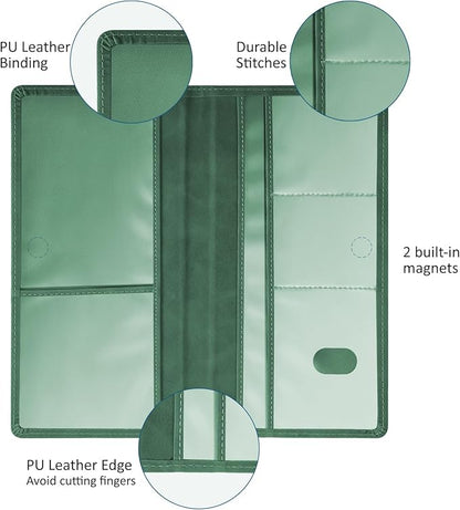 Car Accessories Registration and Insurance Holder,Leather Essential Card Magnetic Shut Vehicle Glove Box Organizer Case for Auto Driver License Document Truck Motorcycle Boat-Green
