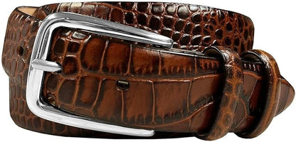 Andrew/Armando - Dress Belt Solid Brass Buckle (Gold & Silver) Genuine Full-Grain Cowhide Leather Belt 1-1/8"(30mm) Wide