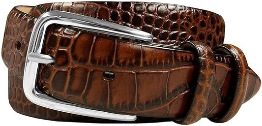 Andrew/Armando - Dress Belt Solid Brass Buckle (Gold & Silver) Genuine Full-Grain Cowhide Leather Belt 1-1/8"(30mm) Wide