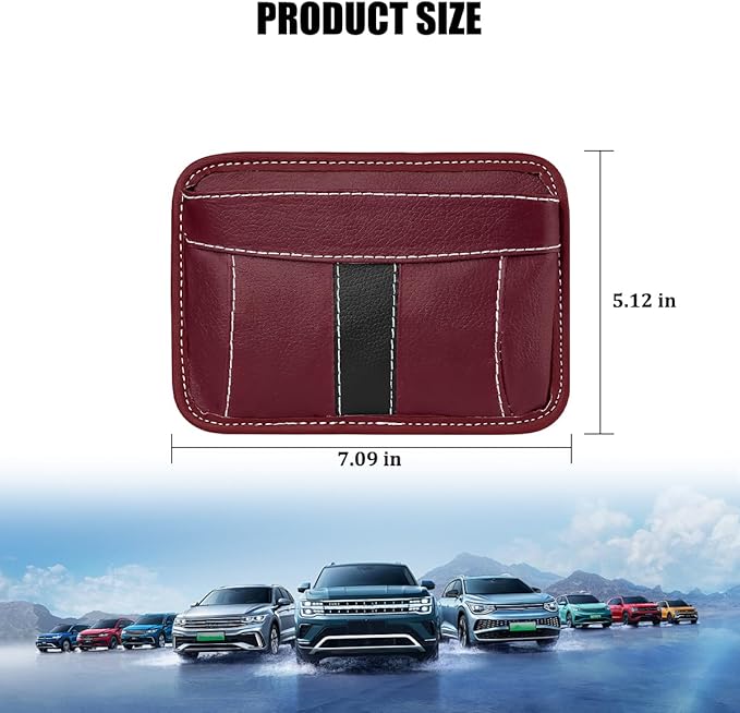 Car Seat Side Pocket Organizer, Leather Vehicle Seat Gap Filler Organizer, Automotive Console Side Cell Phone & Sunglasses Holder Storage Bag, Universal for SUV Automobile Truck (Wine Red)
