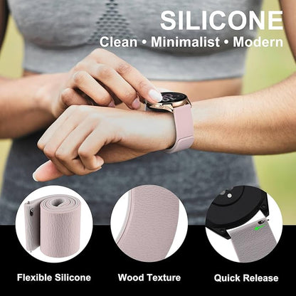WOCCI Magnetic Watch Bands, Wood Grain Silicone, Quick Release, Compatible Watch Lug 20mm 22mm