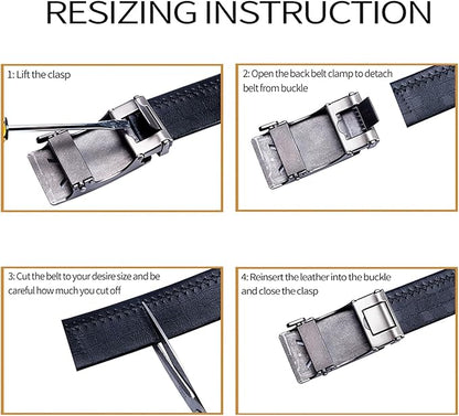 Barry.Wang Mens Belts Leather Ratchet Automatic Buckle Slide Click 1 3/8" Designer Dress Fashion Classic Casual Work Business
