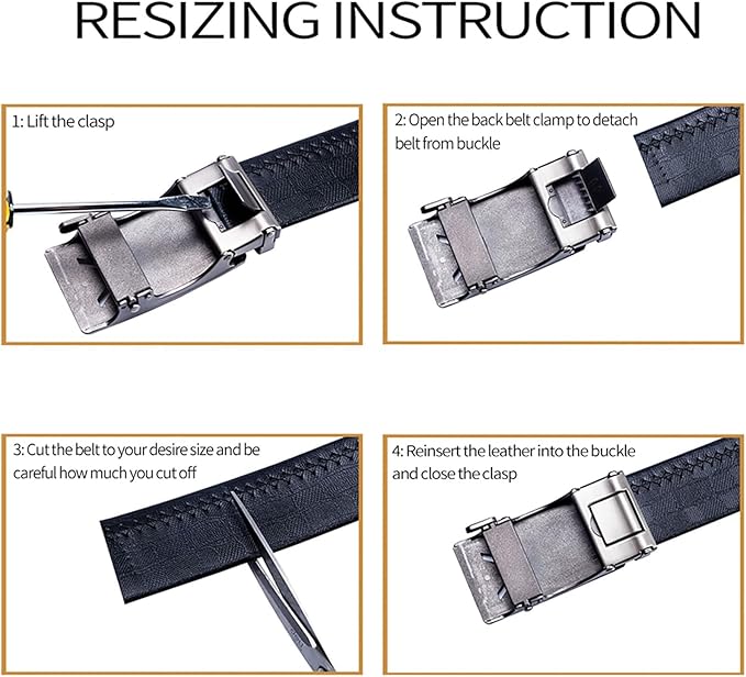Barry.Wang Mens Belts Leather Ratchet Automatic Buckle Slide Click 1 3/8" Designer Dress Fashion Classic Casual Work Business