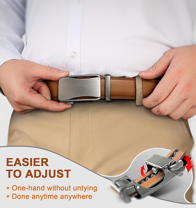 BULLIANT Men Belts 2 Pack,Ratchet Sliding Belt Adjustable For Gift Mens Dress Casual 1 3/8",Cut for Fit