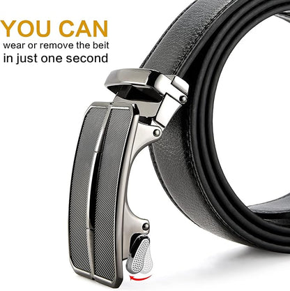 BOSTANTEN Mens Belt Leather Ratchet Belt For Men Dress and Casual with Adjustable Buckle, Trim to Fit