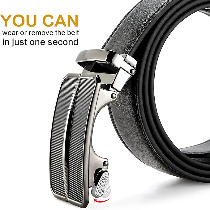 BOSTANTEN Mens Belt Leather Ratchet Belt For Men Dress and Casual with Adjustable Buckle, Trim to Fit