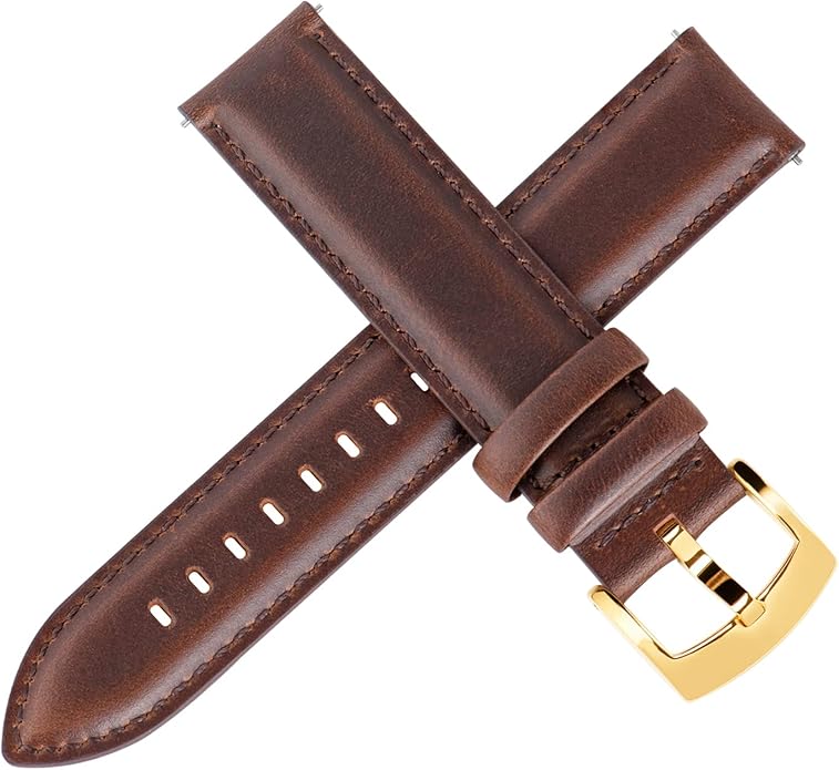 OTTOODY Leather Watch Bands Quick Release, Elegant Top Grain Leather Watch Straps for Men & Women, Choice of Color & Width - 18mm, 19mm, 20mm, 21mm or 22mm Wristbands Bracelet for Watch & Smartwatch