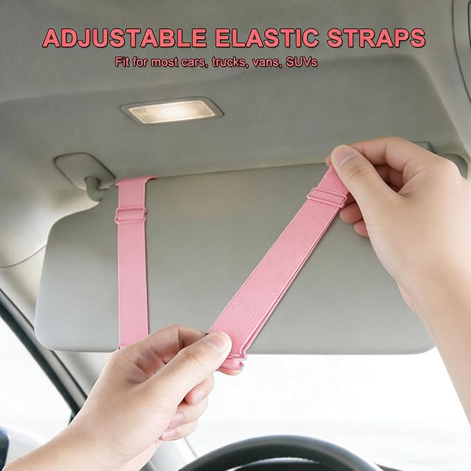Car Visor Organizer - Sun Visor Storage with Sunglasses Holder,Visor Document Holder and Card Clip Leather Car Interior Accessory Fit for Truck SUV Vehicle