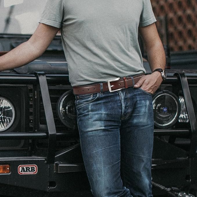DOOPAI Mens Dress Belt - Genuine Leather Dress Belts For Men,Casual Suit Jeans Belt-Single Prong Buckle black belt