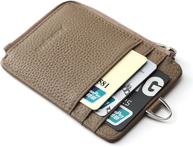 Badge Holder-Genuine Leather ID Badge Holder with Zipper Pocket and Nylon Lanyard – Perfect for Badges, Cards, and More