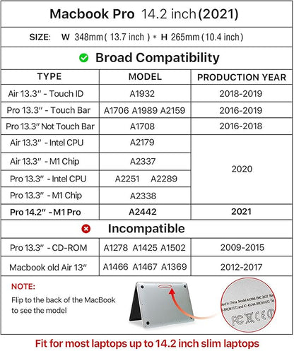 Top Grain Leather 14.2" Slim Laptop Zipper Folio Case, 2 Pockets Design, Compatible with MacBook Air 13" M2 A2681 M1 A2337 A2179 A1932/Pro 13" M2 M1 A2338 A2251 A2289 A2159, Coffee 14.2 Inch