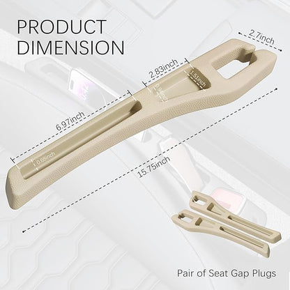 2PCS Car Seat Gap Filler Organizer,2 in 1 Car Gap Filler with Fill and Storage Function for Storing Phones Keys Cards,Universal Multifunctional No Drop Seat Guard for Cars (Beige)