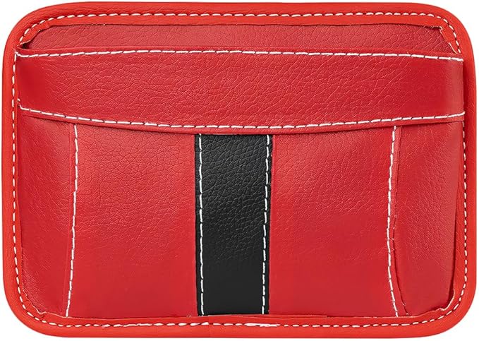 Car Seat Side Pocket Organizer, Leather Vehicle Seat Gap Filler Organizer, Automotive Console Side Cell Phone & Sunglasses Holder Storage Bag, Universal for SUV Automobile Truck (Red)