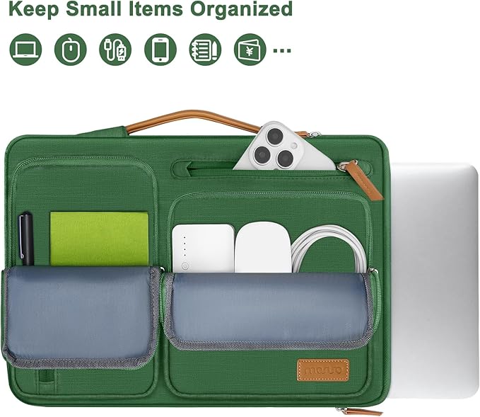 MOSISO 360 Protective Laptop Case 14 inch, 14 inch Laptop Sleeve Compatible with HP Lenovo Dell ASUS Acer, HP, Dell Latitude, Lenovo, Side Open Carrying Case with 4 Zipper Pockets&Handle, Jungle Green
