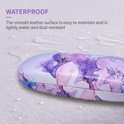 molshine Hard Shell PU Leather Glasses Case,Travel Portable Eyeglass Case for Men Women Girl Travel Study Work