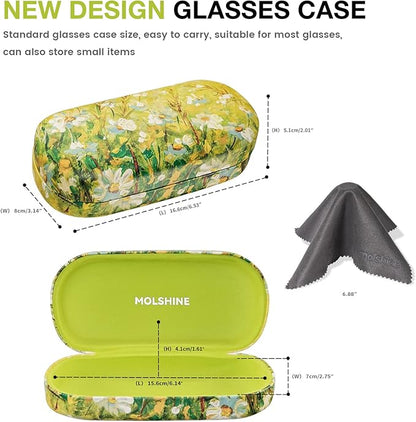 molshine Hard Shell Leather Sunglasses Case,Classic Large Glasses Case for Women Men,Sunglass Eyeglasses
