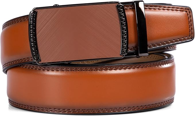 Founders & C Ratchet Belts for Men-Black/Brown Belt Leather 1 3/8" for Casual Dress-Micro Adjustable Belt