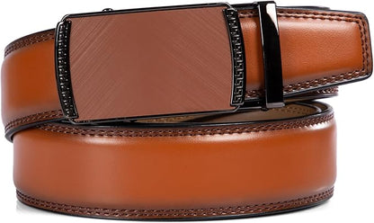 Founders & C Ratchet Belts for Men-Black/Brown Belt Leather 1 3/8" for Casual Dress-Micro Adjustable Belt