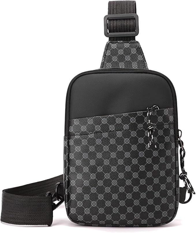 Long Keeper Mini Sling Bag - Women Men Vegan Leather Crossbody Phone Bag Waterproof Travel Running Chest Bag Casual Daypack