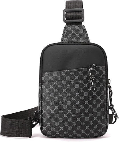Long Keeper Mini Sling Bag - Women Men Vegan Leather Crossbody Phone Bag Waterproof Travel Running Chest Bag Casual Daypack