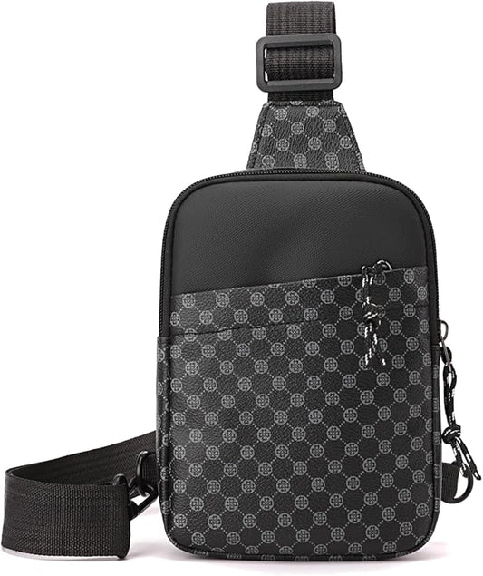 Long Keeper Mini Sling Bag - Women Men Vegan Leather Crossbody Phone Bag Waterproof Travel Running Chest Bag Casual Daypack