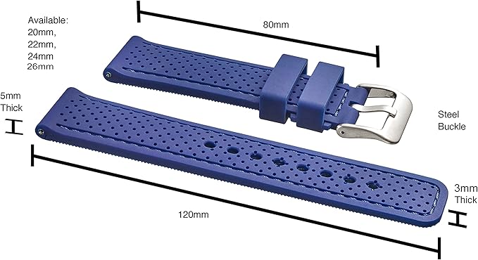 ALPINE Sporty Premium Soft Silicone Adjustable Watch Band - Replacement Rubber Watch Bands for Women & Men - Waterproof Quick Release Watch Straps - Compatible with Regular & Smart Watch Bands