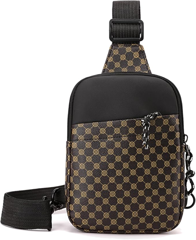 Long Keeper Mini Sling Bag - Women Men Vegan Leather Crossbody Phone Bag Waterproof Travel Running Chest Bag Casual Daypack