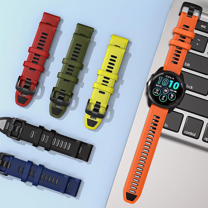 ISABAKE 22mm Watch Band for Gamrin Forerunner 265/Forerunner 255/Vivoactive 4 45mm/Venu 2/Venu 3, Silicone Quick Release Replacement Wristband